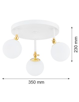 Argon LATINA plafon 3 pł. 3x7W (max) biały mat IP44 mosiądz 1434 - produkt 2