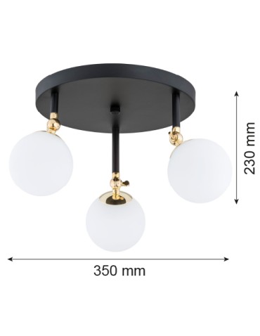 Argon LATINA plafon 3 pł. 3x7W (max) czarny mat IP44 mosiądz 1436 - produkt 2