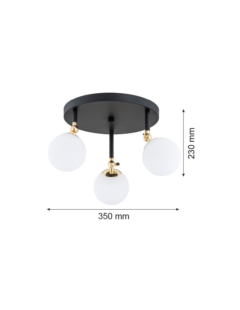 Bathroom ceiling lamps - Argon LATINA plafond 3 fl. 3x7W (max) mat black IP44 brass 1436 - product kolory-swiatla.pl 2