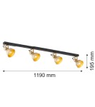 Spotlight ceiling lamps - Argon LENORA plafond 4 fl. 4x7W (max) gold black 1801 - product 5