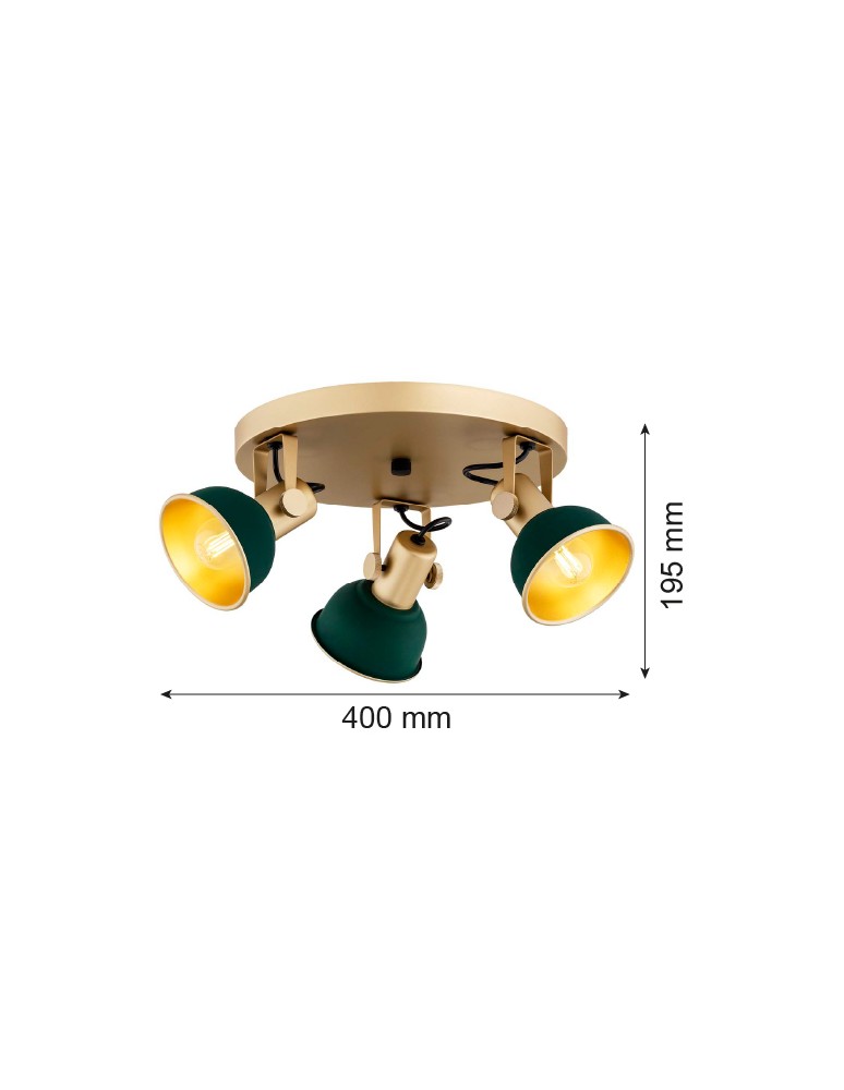 Spotlight ceiling lamps - Argon LENORA plafond 3 fl. 3x7W (max) green gold 6242 - product kolory-swiatla.pl 3