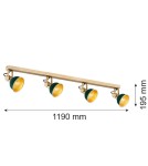 Spotlight ceiling lamps - Argon LENORA plafond 4 fl. 4x7W (max) green gold 1800 - product 5
