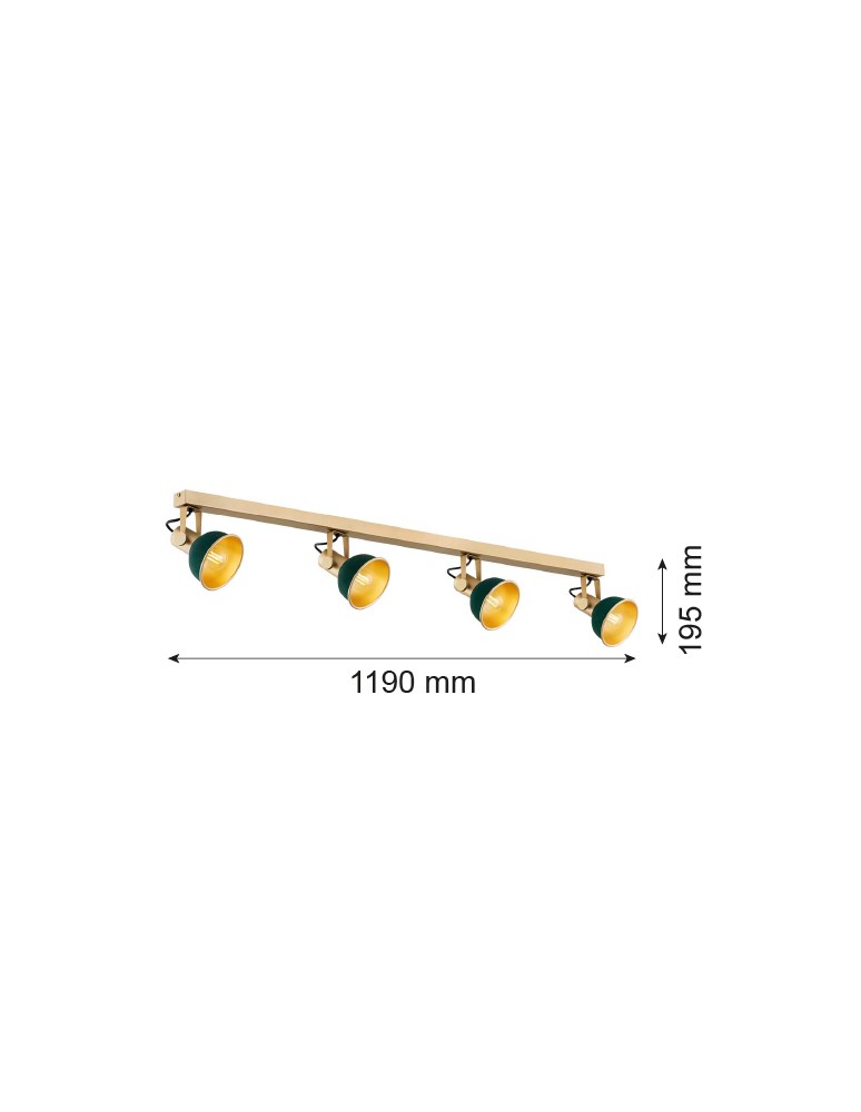 Spotlight ceiling lamps - Argon LENORA plafond 4 fl. 4x7W (max) green gold 1800 - product kolory-swiatla.pl 5