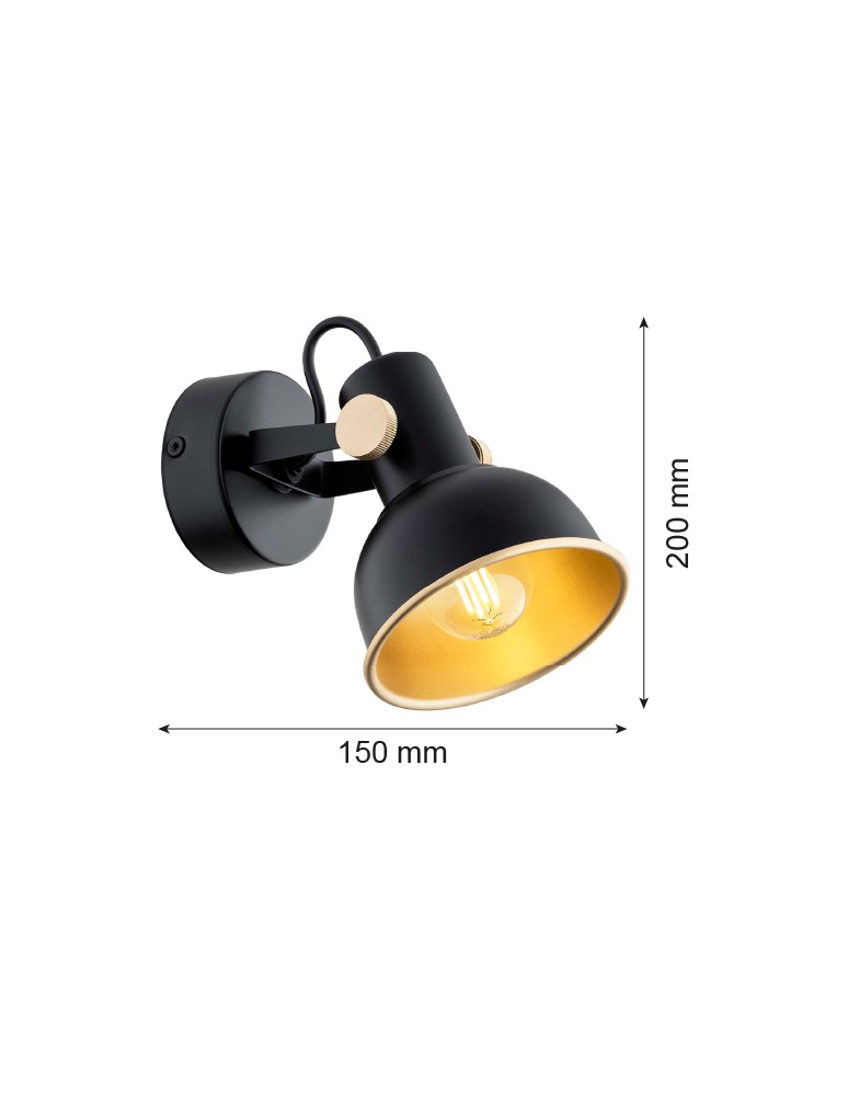Loft wall lamps - industrial - Argon LENORA wall lamp / plafond 1 pł. 1x7W (max) black gold 8246 - product kolory-swiatla.pl 5