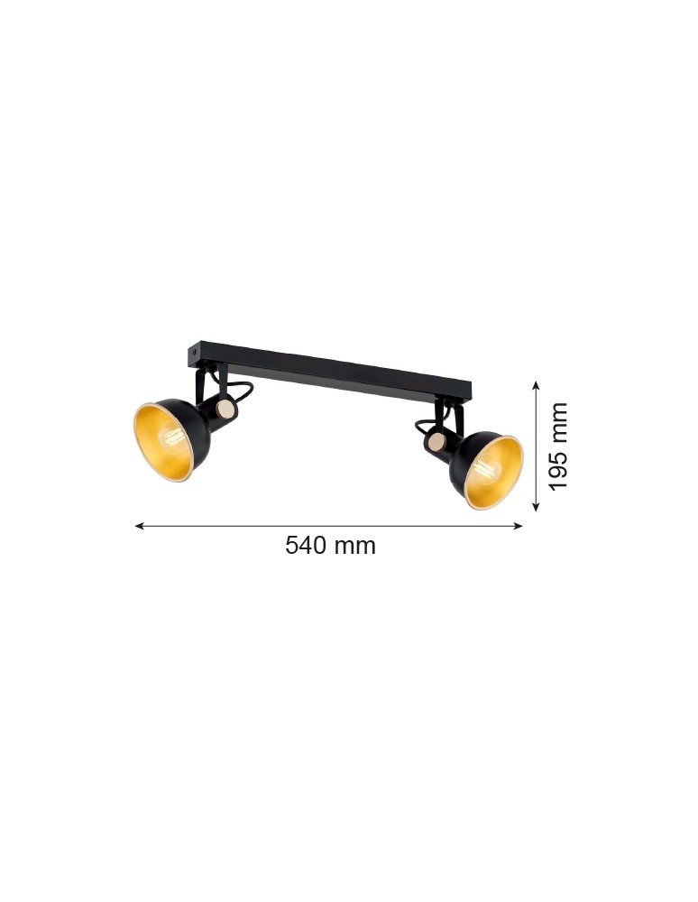 Spotlight ceiling lamps - Argon LENORA 2 fl. plafond 2x7W (max) black gold 7142 - product kolory-swiatla.pl 6