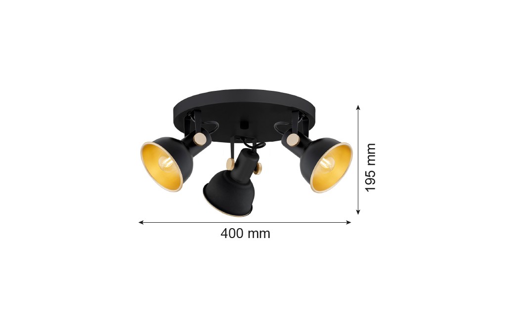 Argon LENORA plafon 3 pł. 3x7W (max) czarny złoty 6241