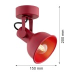 Red wall lamps - Argon LENORA wall lamp / plafond 1 pł. 1x7W (max) red 8298 - product 3