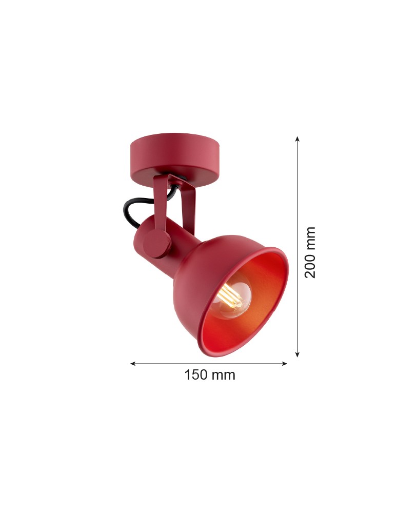 Red wall lamps - Argon LENORA wall lamp / plafond 1 pł. 1x7W (max) red 8298 - product kolory-swiatla.pl 3