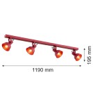 Spotlight ceiling lamps - Argon LENORA plafond 4 fl. 4x7W (max) red 1818 - product 3