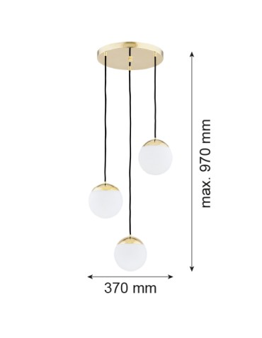 Argon LIVIA 3 fl. pendant lamp 3x7W (max) opal matt IP44 brass 1416 - product 2