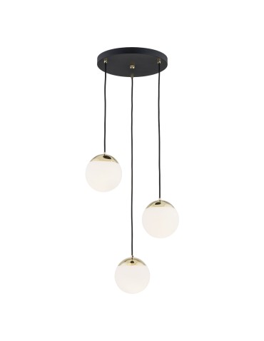 Argon LIVIA 3 fl. pendant lamp 3x7W (max) opal mat IP44 black structure 1417