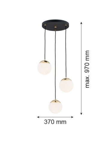 Argon LIVIA lampa wisząca 3 pł. 3x7W (max) opal mat IP44 czarny struktura 1417 - produkt 2