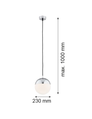 Argon LIVIA 1 fl. pendant lamp larger 1x15W (max) opal matt IP44 chrome 4030 - product 2