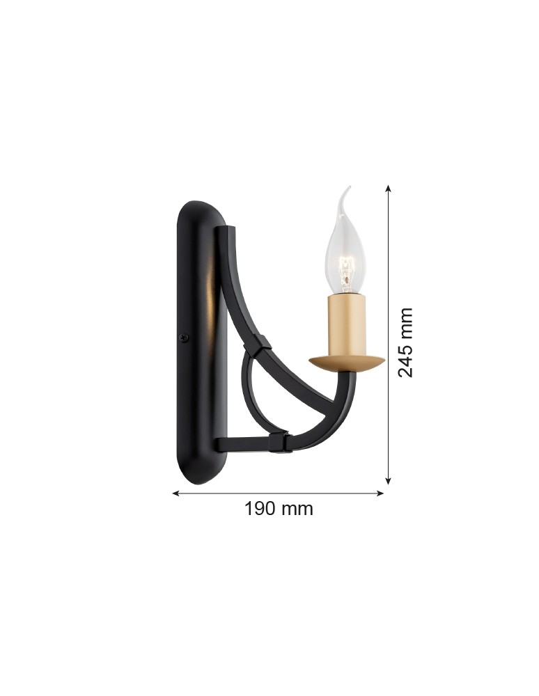Chandelier wall lamps - Argon LORENZO wall lamp 1 pł. 1x7W (max) black gold 8355 - product kolory-swiatla.pl 3