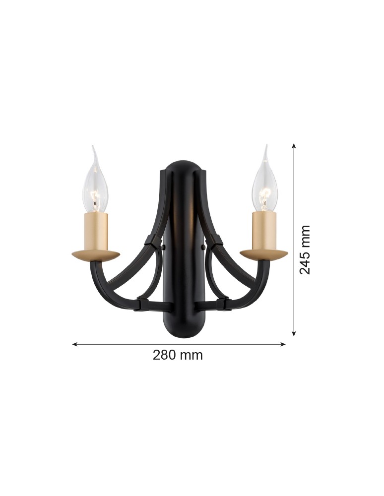 Chandelier wall lamps - Argon LORENZO 2 fl. wall lamp 2x7W (max) black gold 7181 - product kolory-swiatla.pl 3