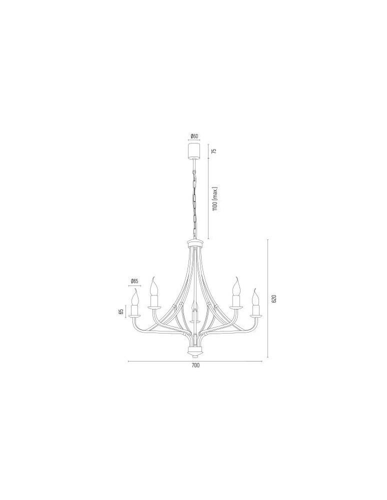 Argon LORENZO żyrandol 5 pł. 5x7W (max) czarny złoty 2171