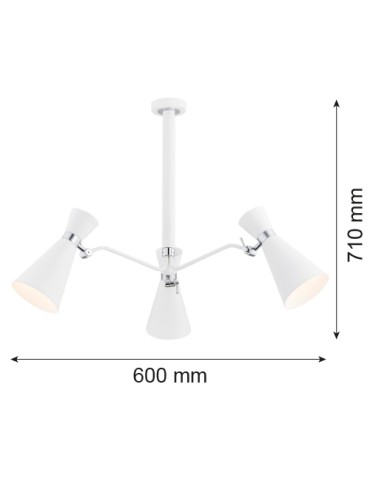 Argon LUKKA żyrandol 3 pł. 3x15W (max) biały struktura elementy chromowane 1379 - produkt 2