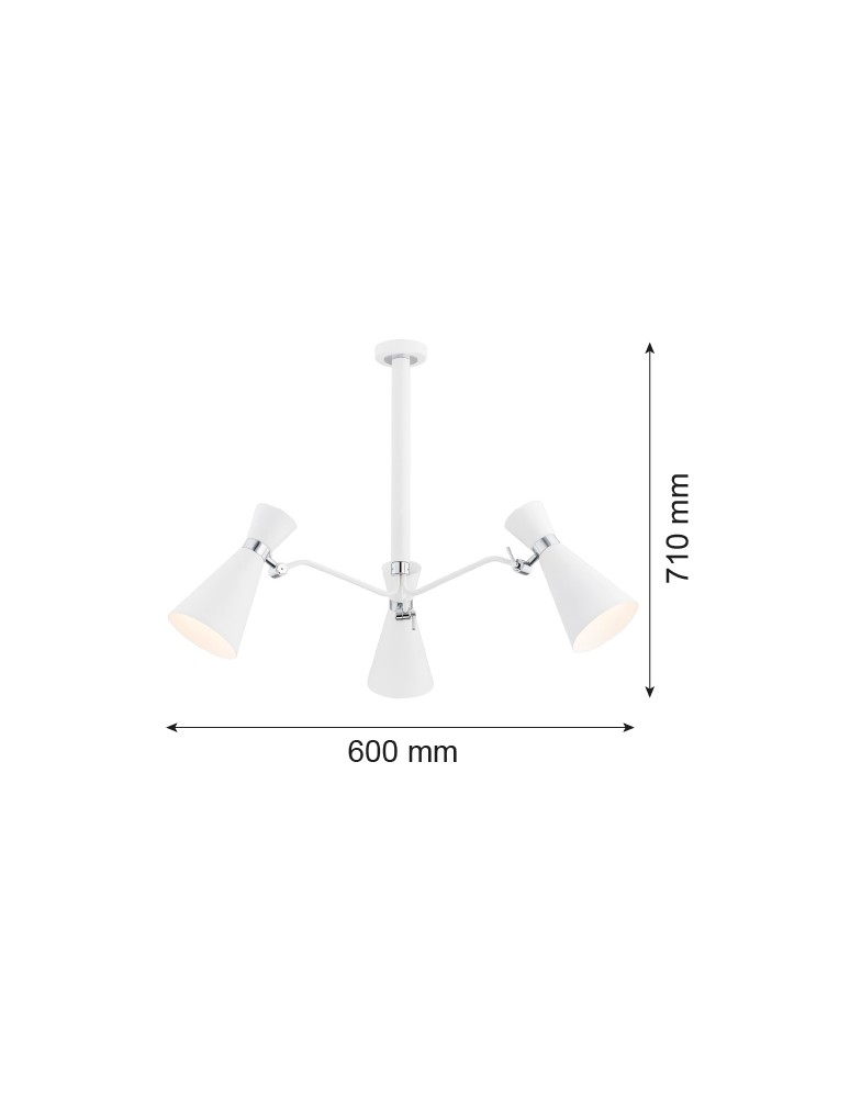 Argon LUKKA żyrandol 3 pł. 3x15W (max) biały struktura elementy chromowane 1379