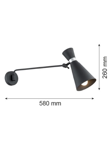 Argon LUKKA wall lamp 1 pł. 1x15W (max) black structure chrome elements 3893 - product 2
