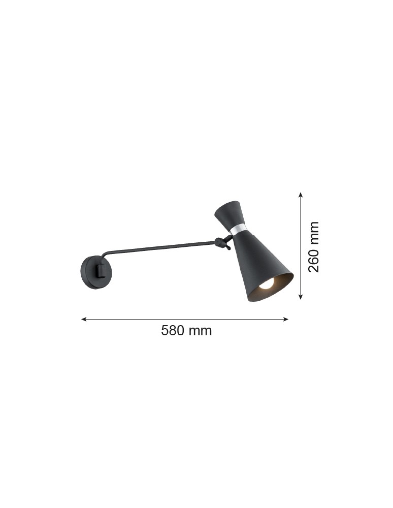 Cantilever wall lamps - Argon LUKKA wall lamp 1 pł. 1x15W (max) black structure chrome elements 3893 - product kolory-swiatla.pl 2