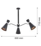 Argon LUKKA żyrandol 3 pł. 3x15W (max) czarny struktura elementy chromowane 1380