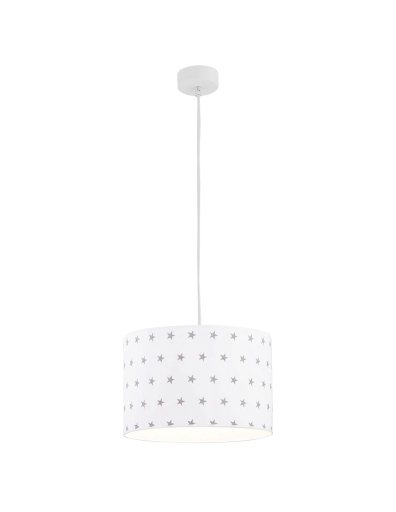 Lamps for childrens room - Argon MAGIC pendant lamp 1 pł. 1x15W (max) white with gray stars chrome elements 4133 - product kolory-swiatla.pl 1