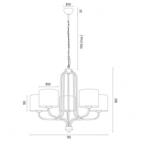 Argon MARANELLO żyrandol 5 pł. 5x15W (max) biały stare złoto 2172