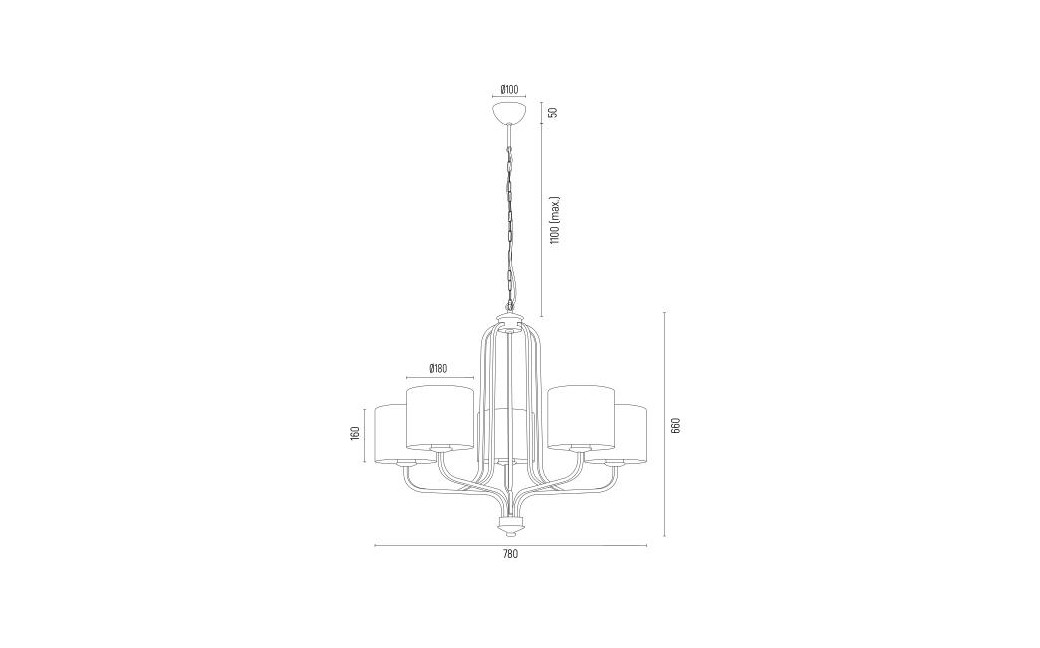 Argon MARANELLO żyrandol 5 pł. 5x15W (max) biały stare złoto 2172