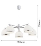 Chandeliers - Argon MARBELLA 5 fl. chandelier 5x15W (max) opal matt chrome 2087 - product 3