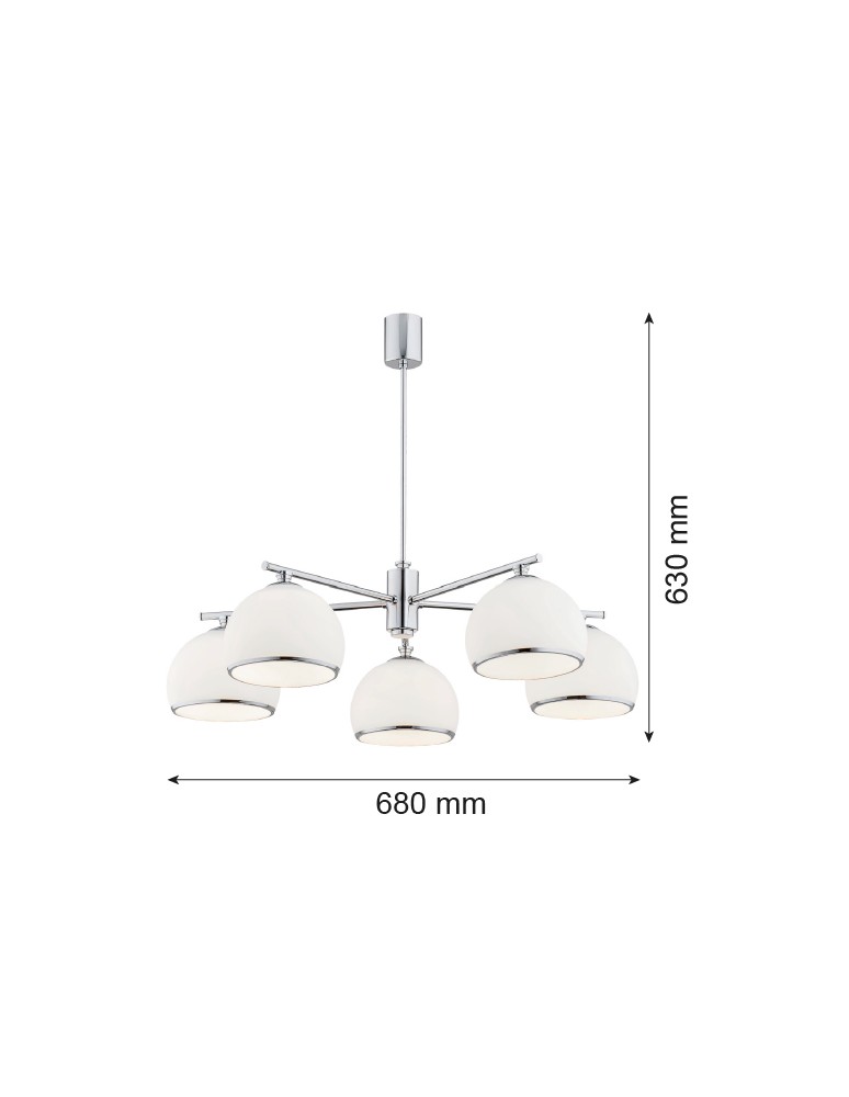 Chandeliers - Argon MARBELLA 5 fl. chandelier 5x15W (max) opal matt chrome 2087 - product kolory-swiatla.pl 3