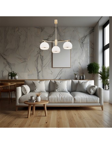 Argon MARBELLA 3 fl. chandelier 3x15W (max) opal matt brass 1488 - product 2