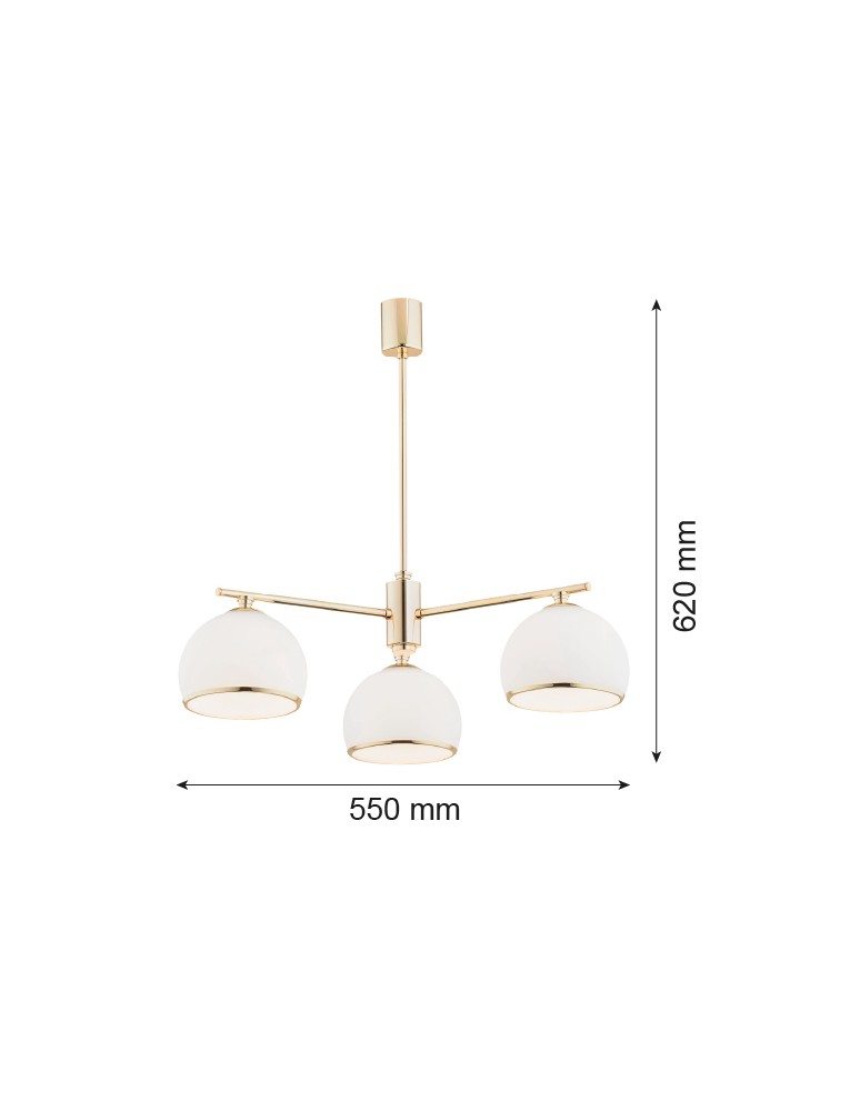 Chandeliers - Argon MARBELLA 3 fl. chandelier 3x15W (max) opal matt brass 1488 - product kolory-swiatla.pl 3