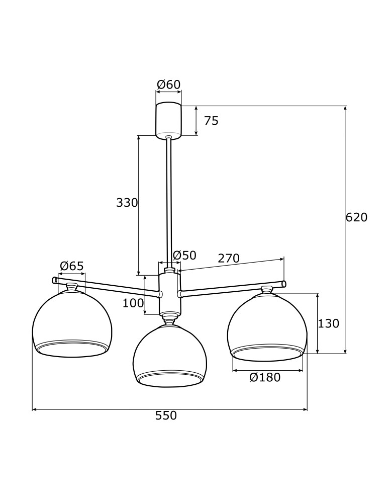 Chandeliers - Argon MARBELLA 3 fl. chandelier 3x15W (max) opal matt brass 1488 - product kolory-swiatla.pl 4