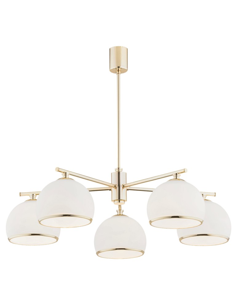 Chandeliers - Argon MARBELLA 5 fl. chandelier 5x15W (max) opal mat brass 2088 - product kolory-swiatla.pl 1