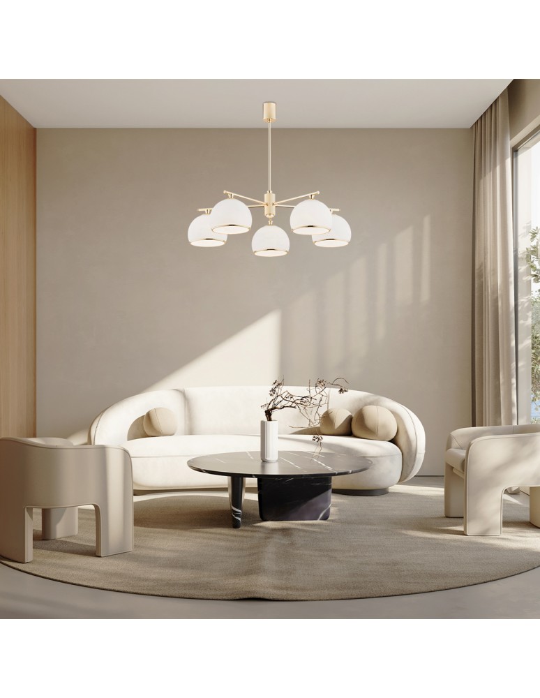Chandeliers - Argon MARBELLA 5 fl. chandelier 5x15W (max) opal mat brass 2088 - product kolory-swiatla.pl 2