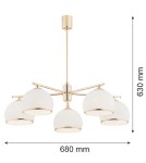 Chandeliers - Argon MARBELLA 5 fl. chandelier 5x15W (max) opal mat brass 2088 - product 3