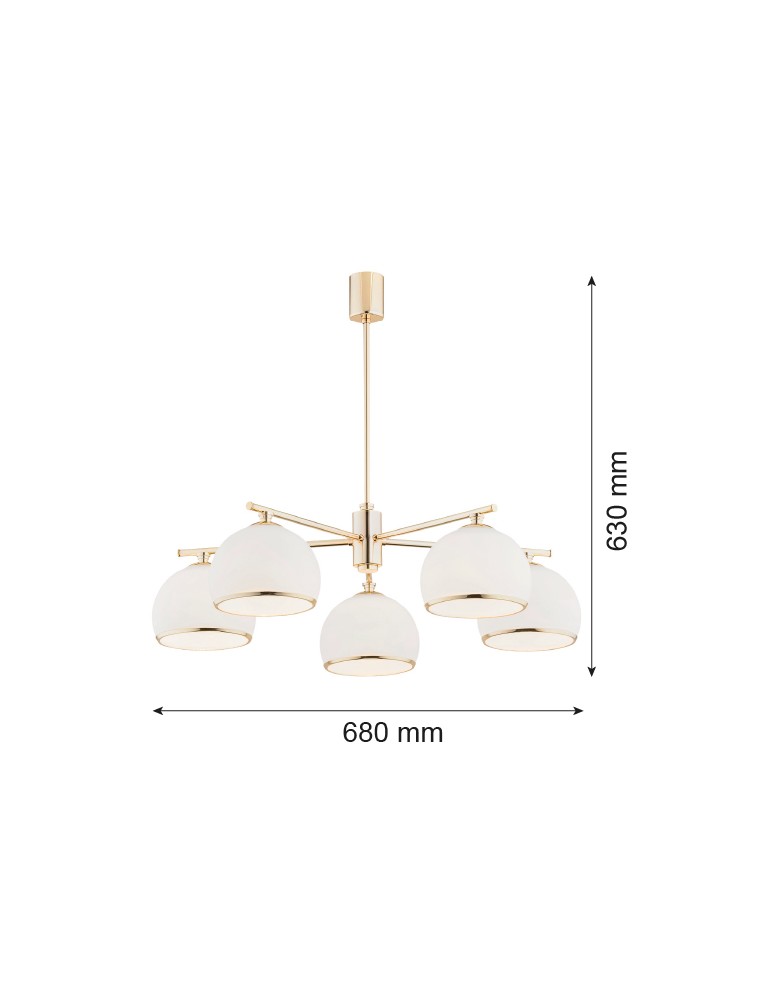 Chandeliers - Argon MARBELLA 5 fl. chandelier 5x15W (max) opal mat brass 2088 - product kolory-swiatla.pl 3
