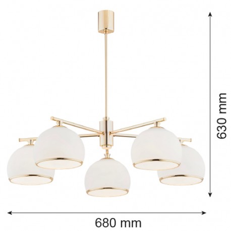 Argon MARBELLA żyrandol 5 pł. 5x15W (max) opal mat mosiądz 2088