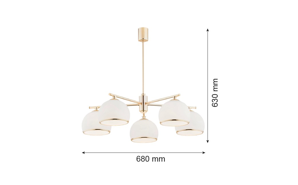 Argon MARBELLA żyrandol 5 pł. 5x15W (max) opal mat mosiądz 2088
