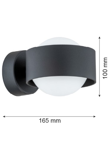 Argon MASSIMO PLUS kinkiet 1 pł. 1x6W LED (max) opal mat IP44 czarny struktura 8059 - produkt 2