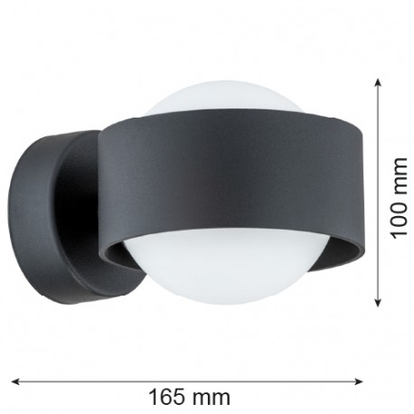 Argon MASSIMO PLUS kinkiet 1 pł. 1x6W LED (max) opal mat IP44 czarny struktura 8059