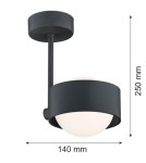 Argon MASSIMO PLUS lampa wisząca 1 pł. 1x6W LED (max) opal mat IP44 czarny struktura 8060