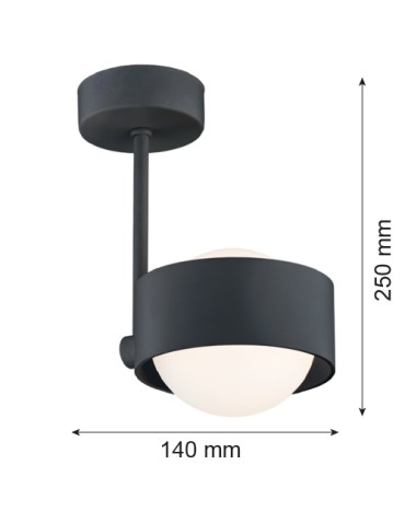 Argon MASSIMO PLUS lampa wisząca 1 pł. 1x6W LED (max) opal mat IP44 czarny struktura 8060 - produkt 2