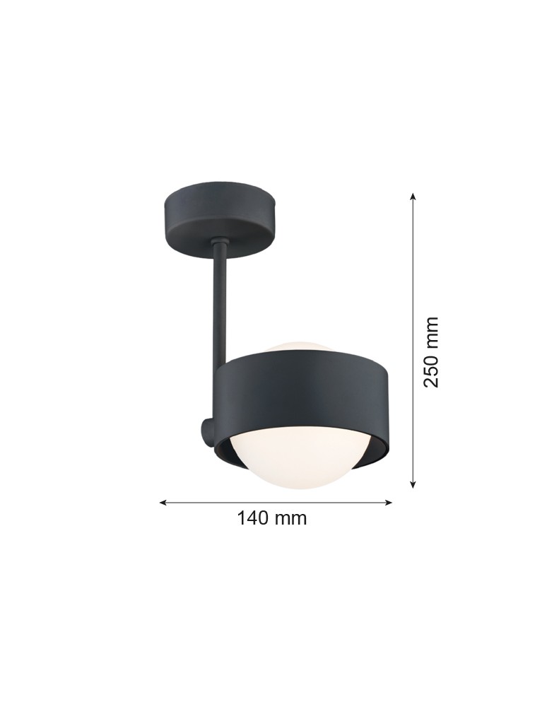 Argon MASSIMO PLUS lampa wisząca 1 pł. 1x6W LED (max) opal mat IP44 czarny struktura 8060