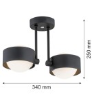 Pendant lamps - Argon MASSIMO PLUS 2 fl. pendant lamp 2x6W LED (max) opal mat IP44 black structure 7089 - product 2