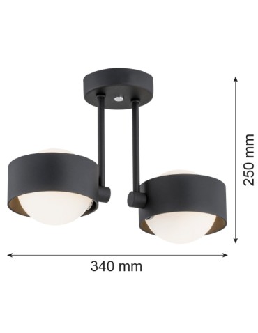 Argon MASSIMO PLUS lampa wisząca 2 pł. 2x6W LED (max) opal mat IP44 czarny struktura 7089 - produkt 2