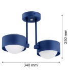 Pendant lamps - Argon MASSIMO PLUS 2 fl. pendant lamp 2x6W LED (max) opal matt IP44 navy blue structure 7090 - product 2