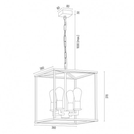 Argon MONZANO zwis 4 pł. 4x15W (max) czarny stare złoto 1824