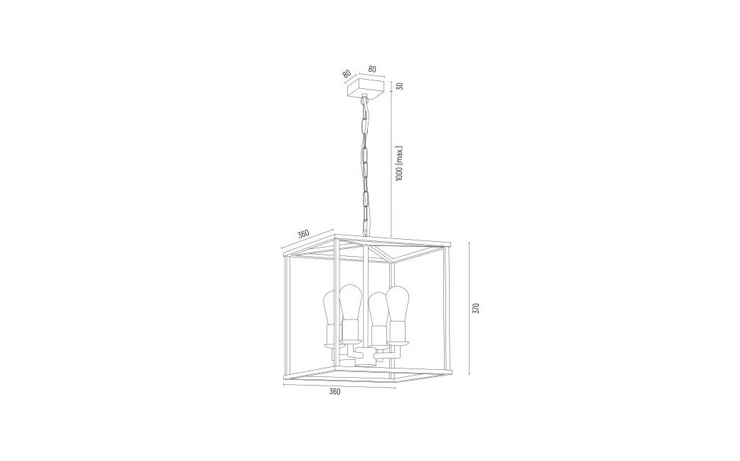 Argon MONZANO zwis 4 pł. 4x15W (max) czarny stare złoto 1824
