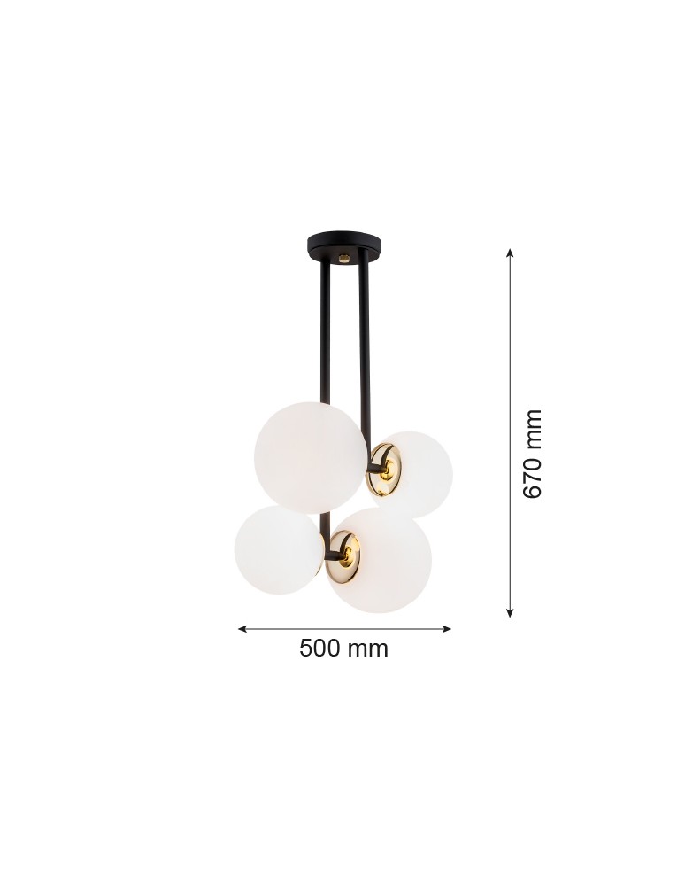 Argon MORITZ lampa wisząca 4 pł. 4x15W (max) opal mat czarny struktura 1739
